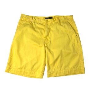 Vintage Y2K Mens Polo Yellow Chino Shorts 100% Cotton L Preppy Baggy Academia